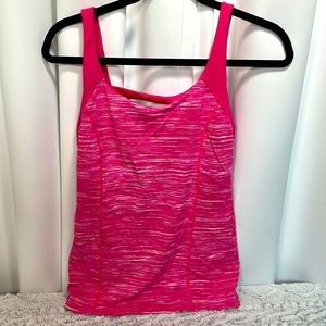 Victoria’s Secret Made Sexy Pink with White Stripe Tank w/ Shelf Bra size Small